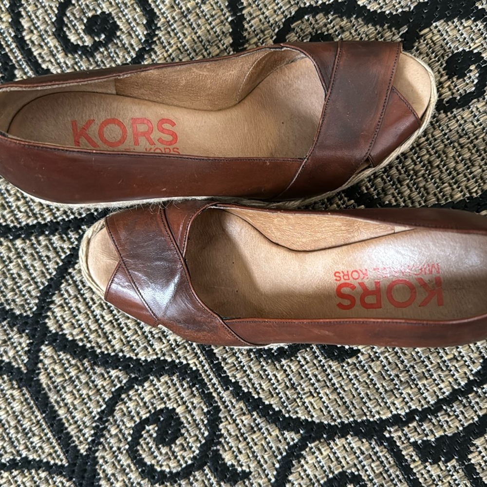 Open Toe Platforms Leather Upper. Gently Worn - image 1